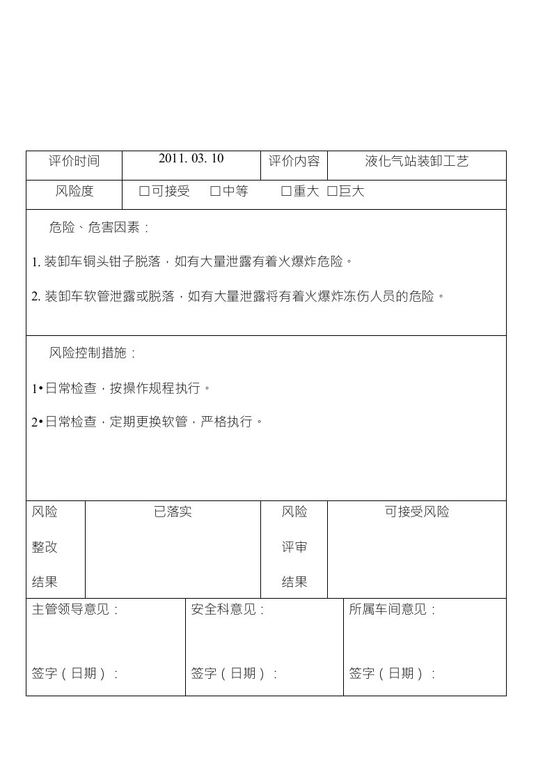 液化气站风险控制措施档案