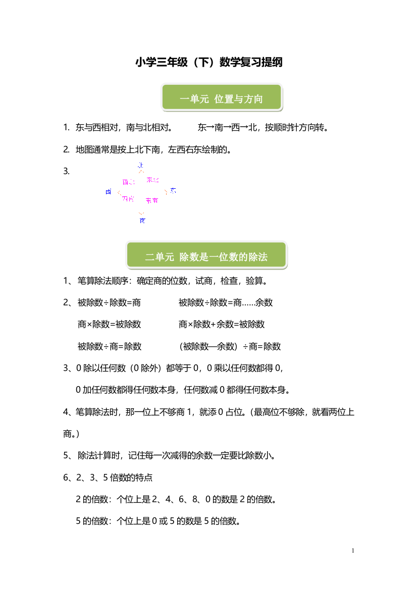 (完整word)三年级数学下册预习(人教版)