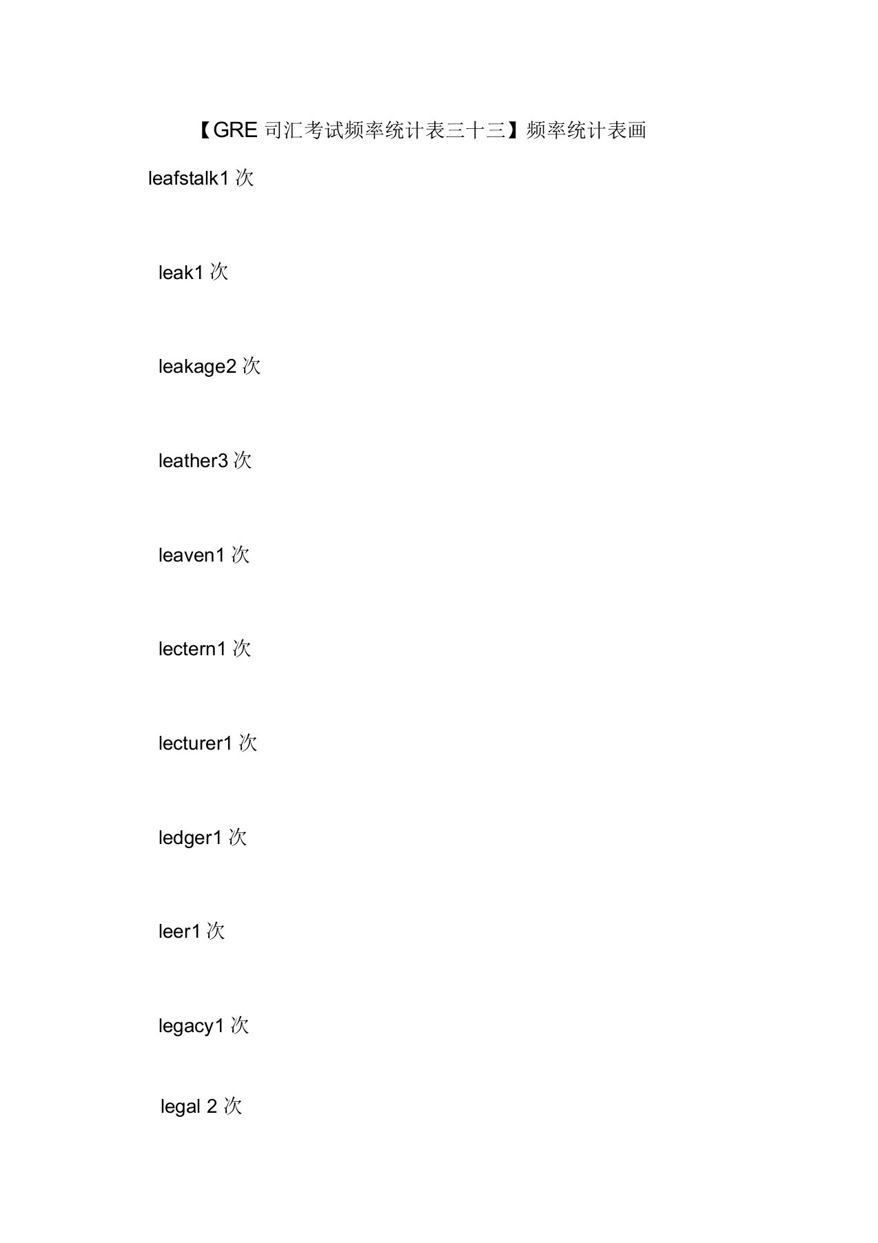 【GRE词汇考试频率统计表三十三】频率统计表画