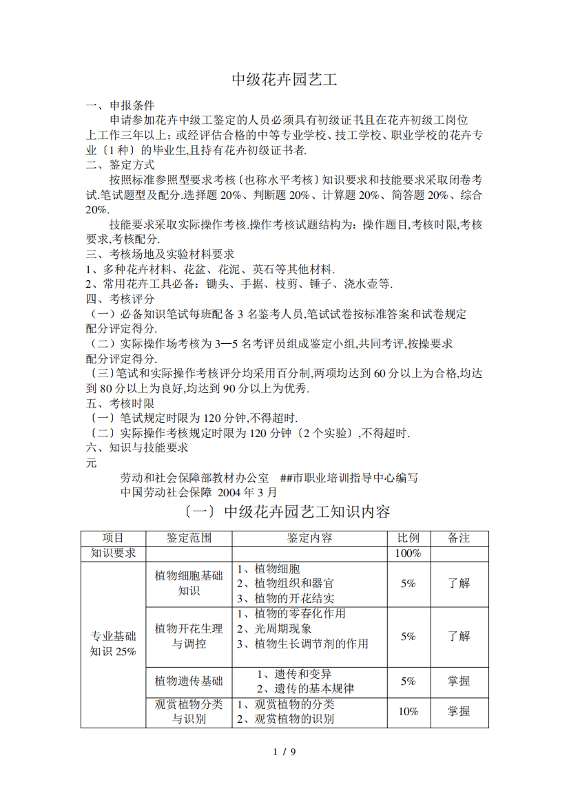 中级花卉园艺工考试题及答案