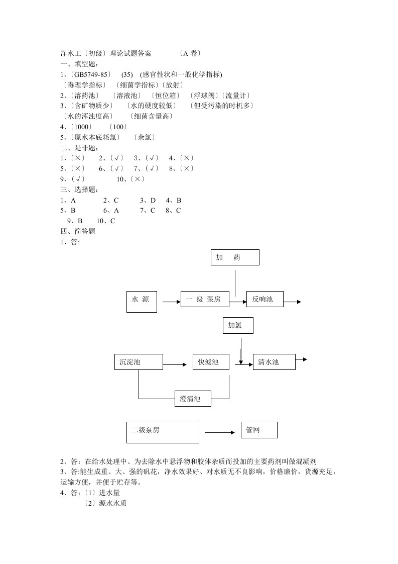 净水工初级理论