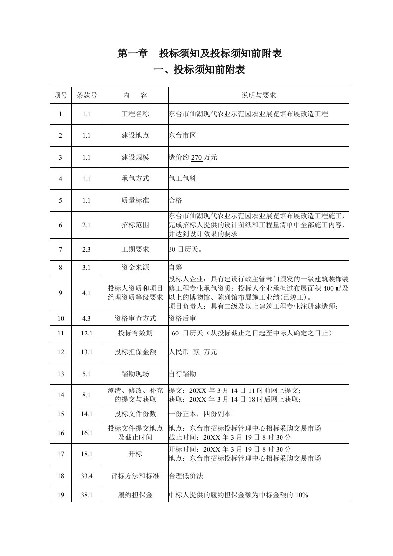 招标投标-招标文件东台市仙湖现代农业示范园农业展览馆布展改造