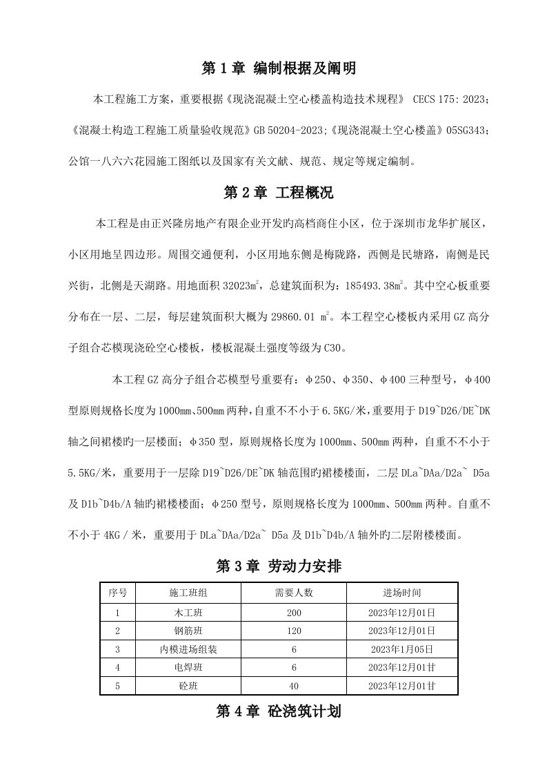 空心楼板GZ高分子空心内模专项施工方案