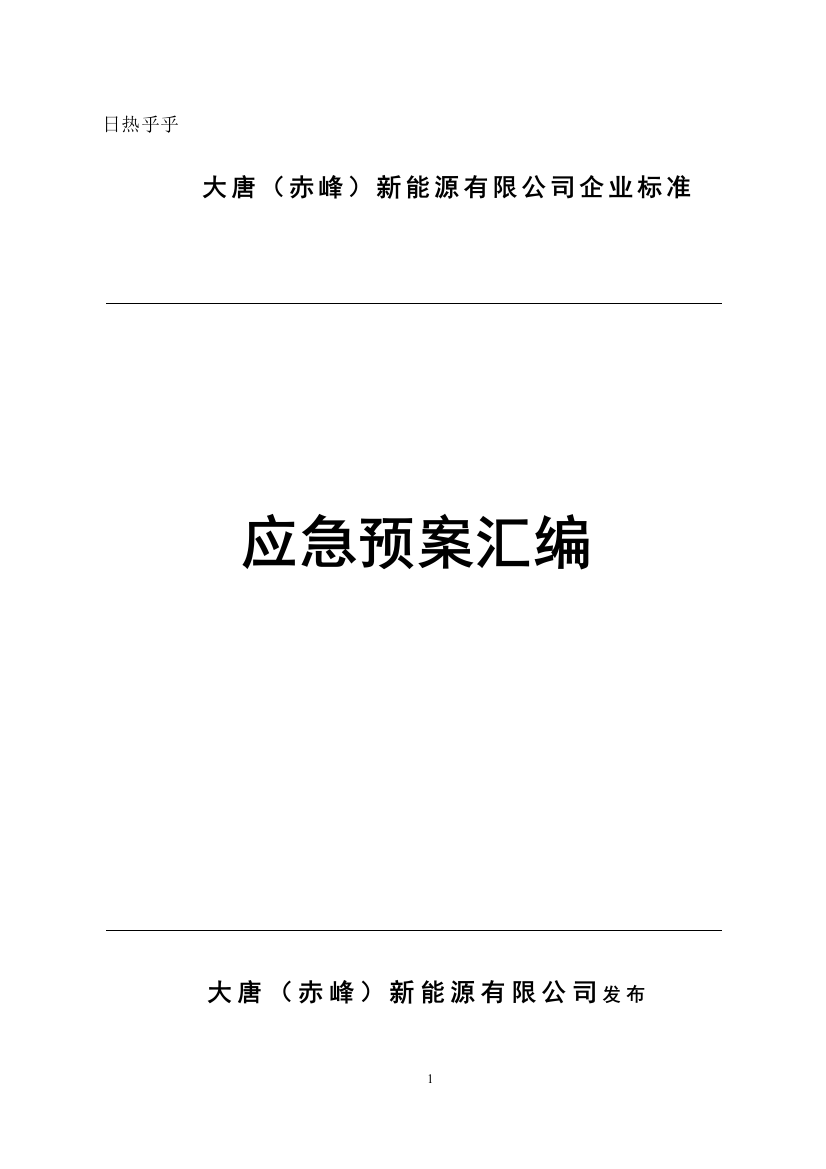 新能源有限公司应急预案汇编