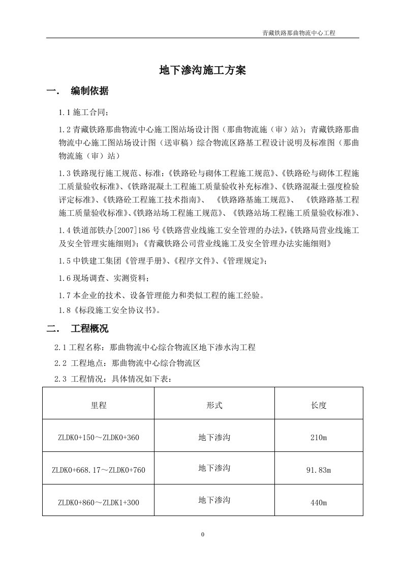 地下渗沟施工方案