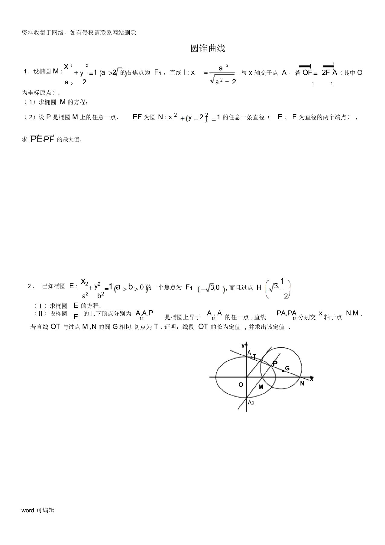 圆锥曲线大题综合测试(含详细答案)电子教案