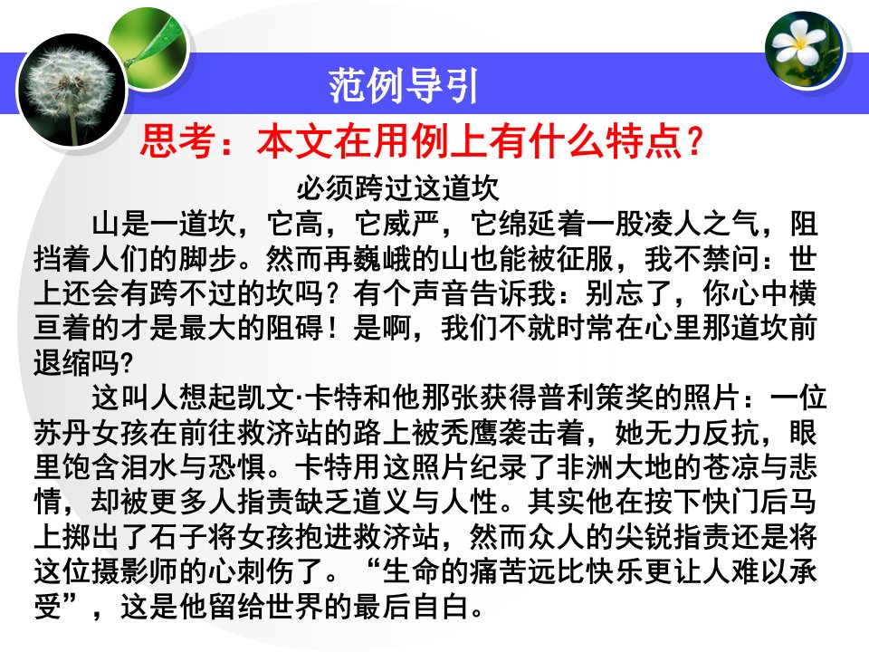 论据的运用：繁例点例结合