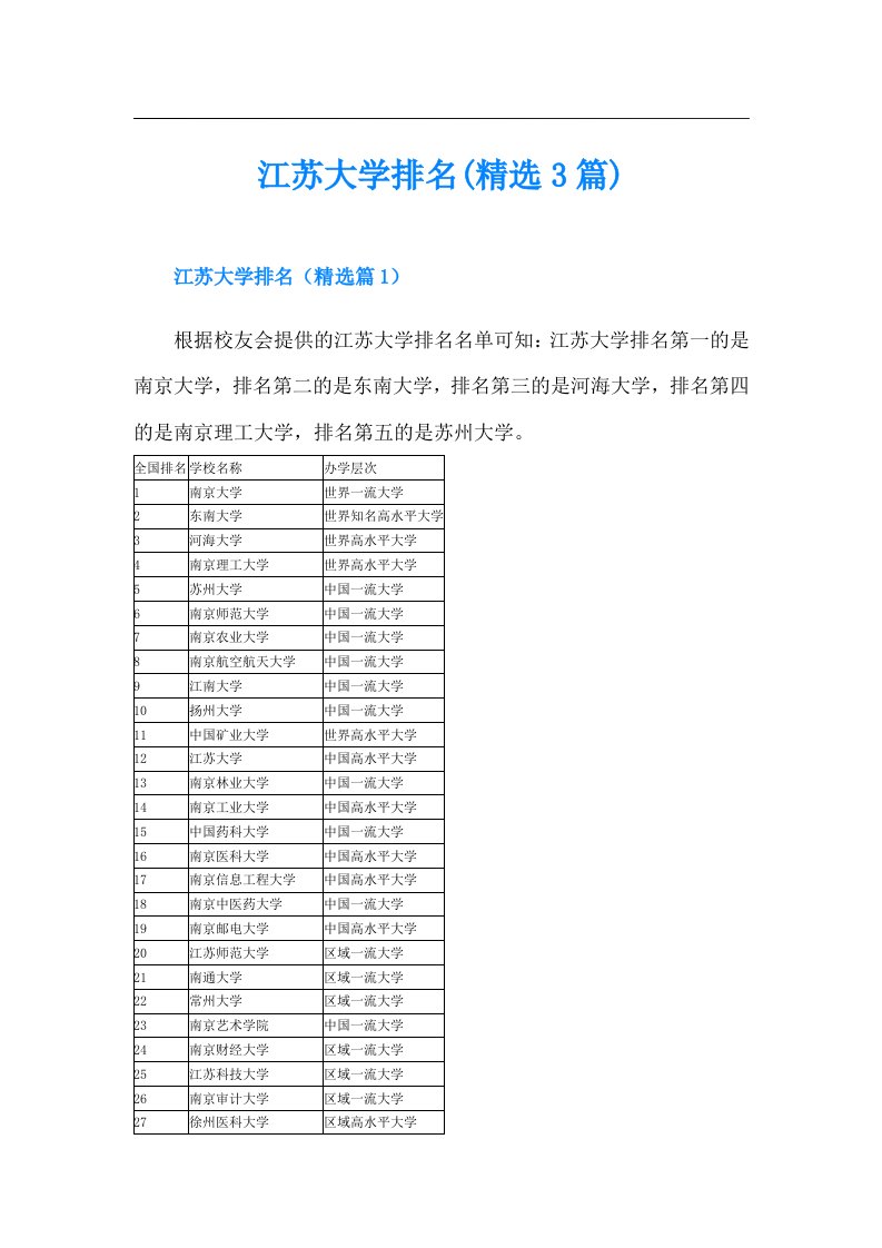 江苏大学排名(精选3篇)