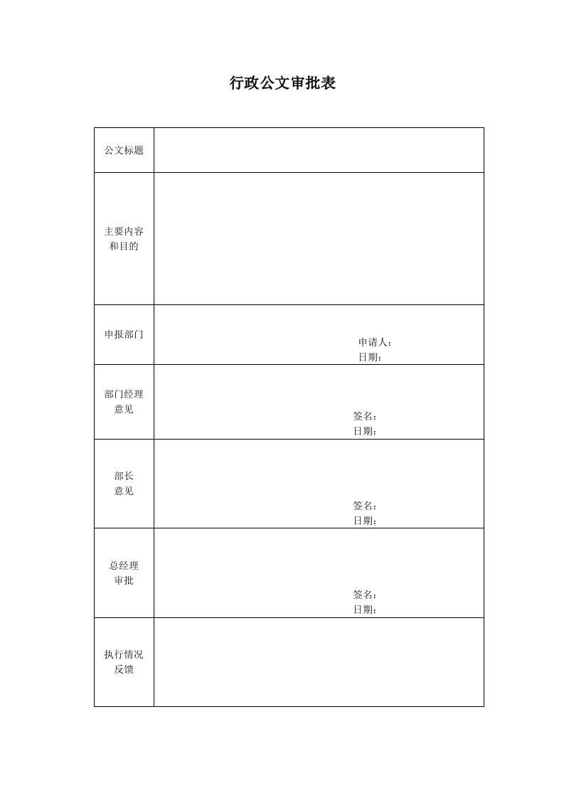 表格模板-行政公文审批表