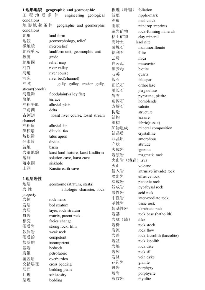 地质工程专业英语