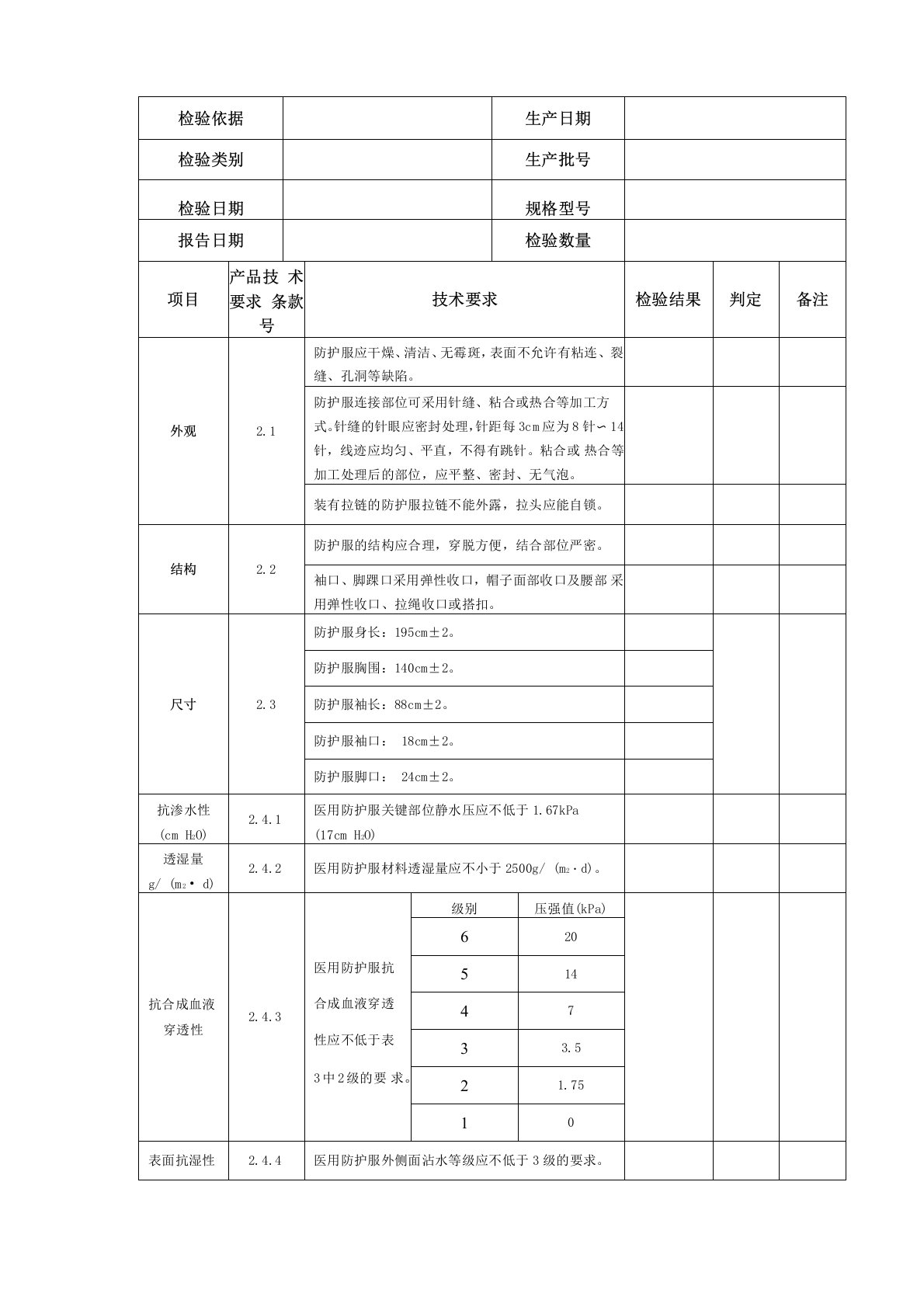 防护服加速老化试验报告模版