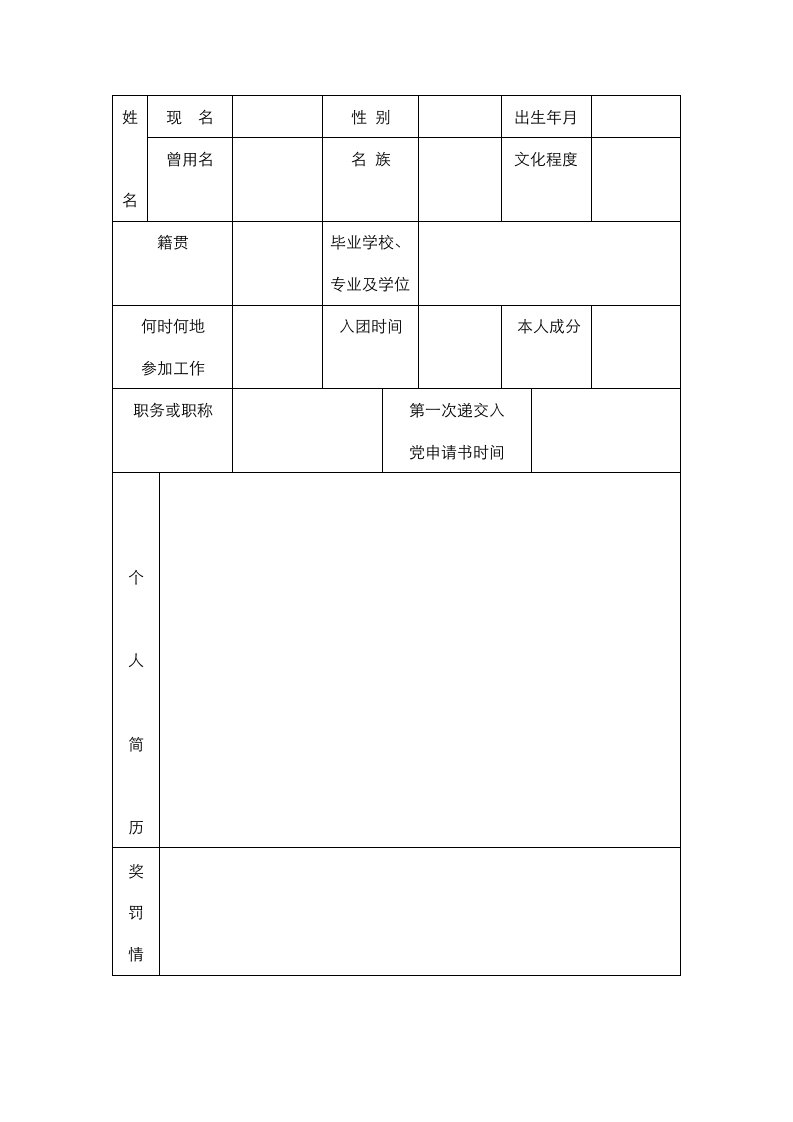 入党积极分子考察表电子版