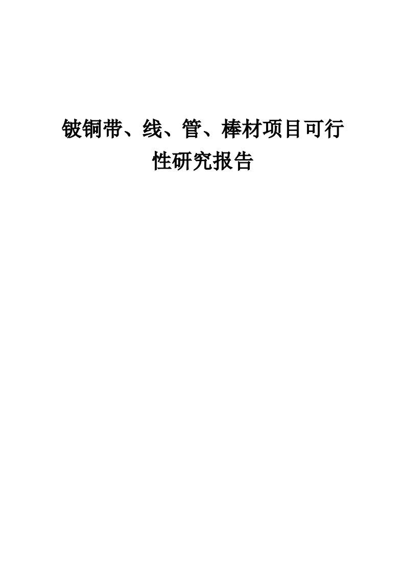 铍铜带、线、管、棒材项目可行性研究报告