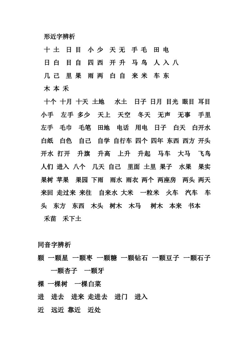 形近字同音字辨析