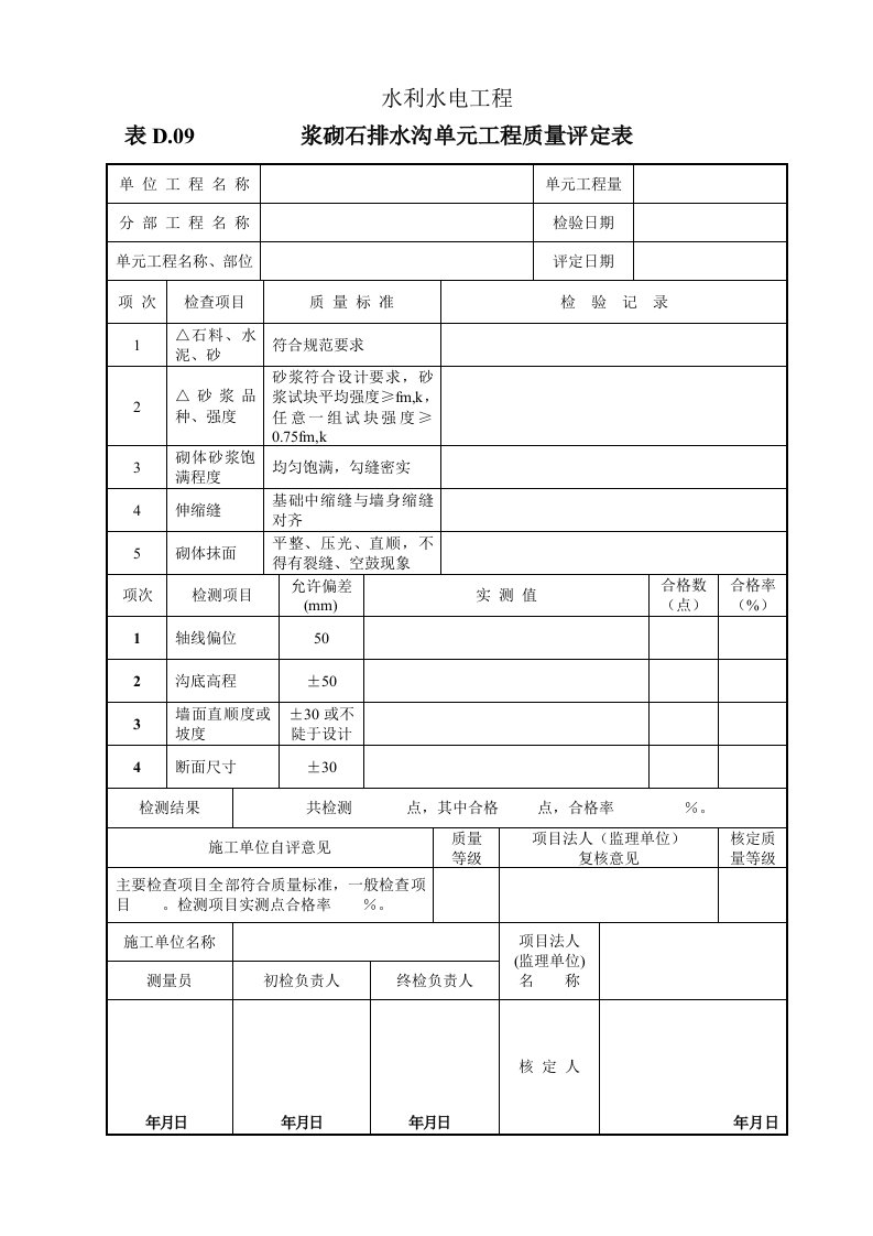 工程资料-表D09