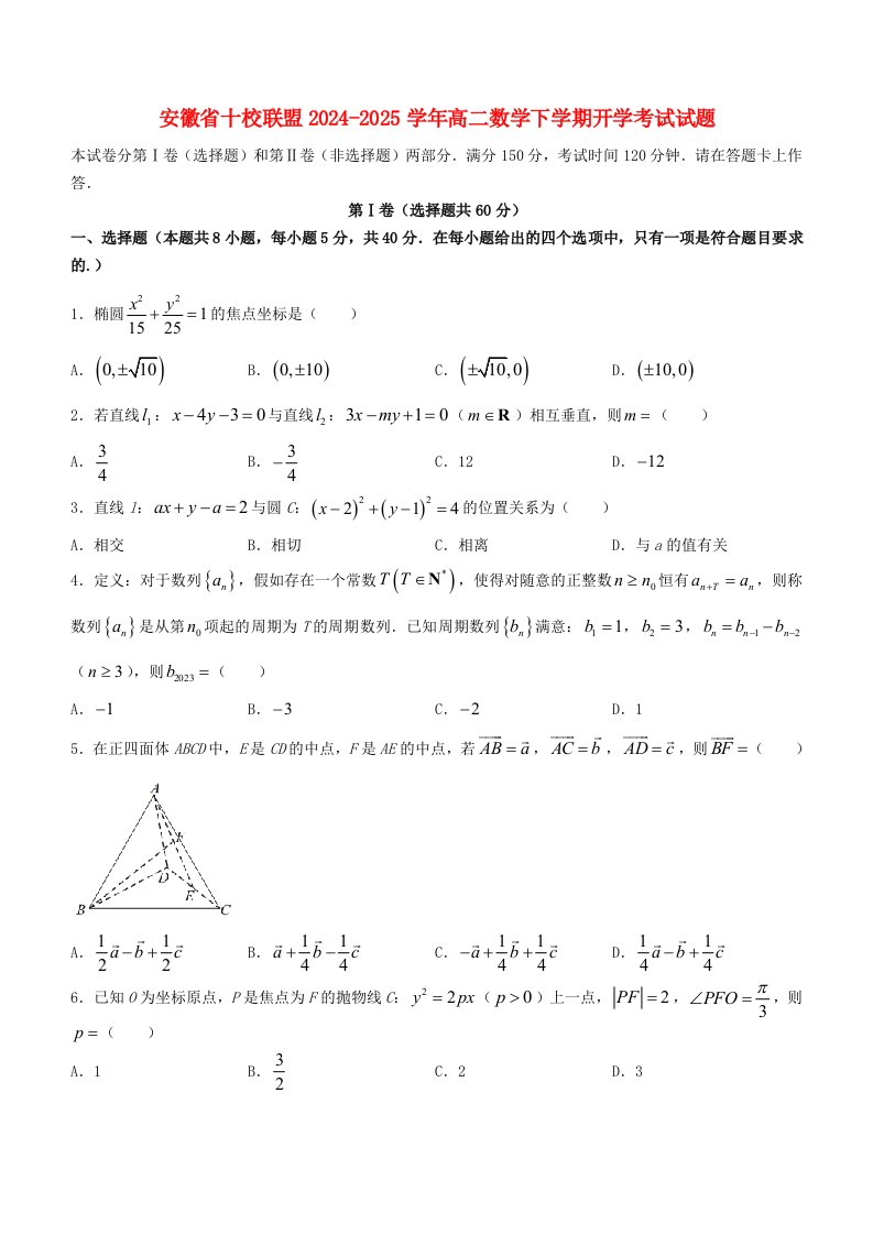 安徽省十校联盟2024