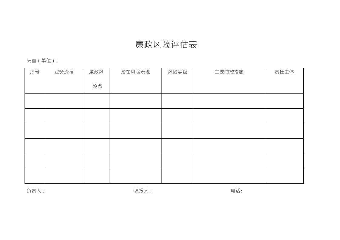 廉政风险评估表