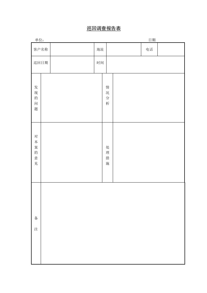 巡回调查报告表