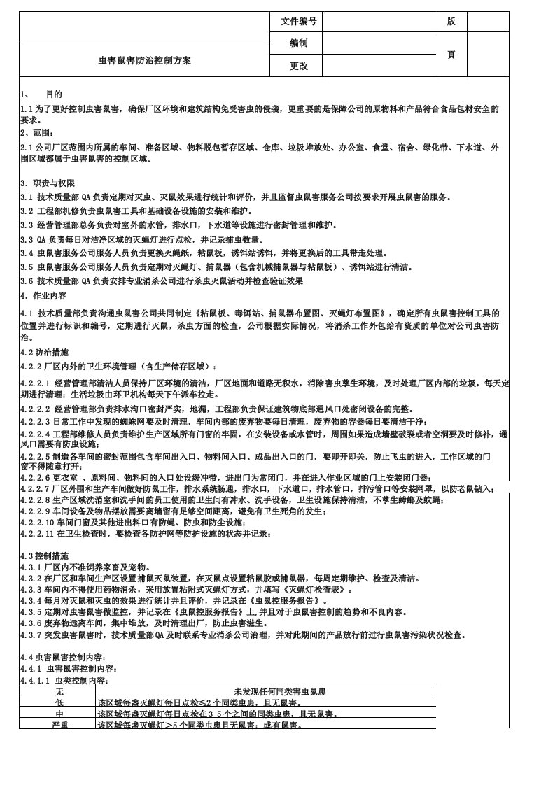 虫鼠害防治控制方案