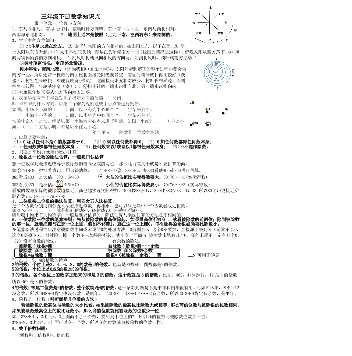 人教版三年级下册数学知识点总结