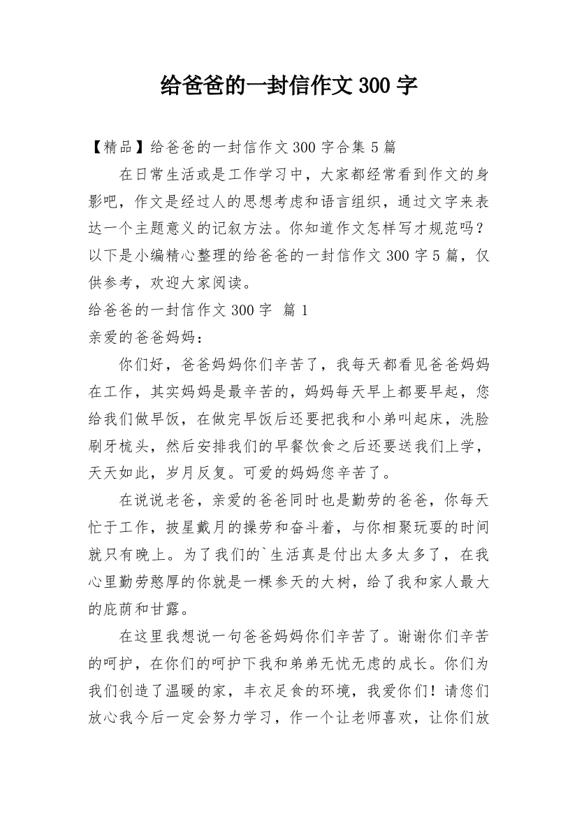 给爸爸的一封信作文300字_18