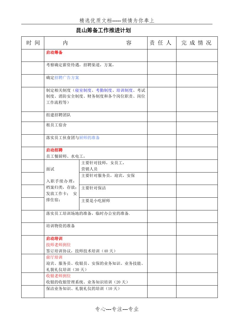 筹备工作分工推进进度表(共4页)