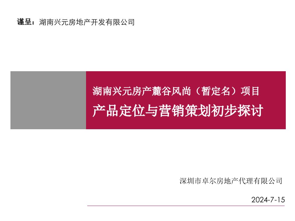 [精选]长沙兴元_麓谷风尚项目产品定位与营销策划_129PPT