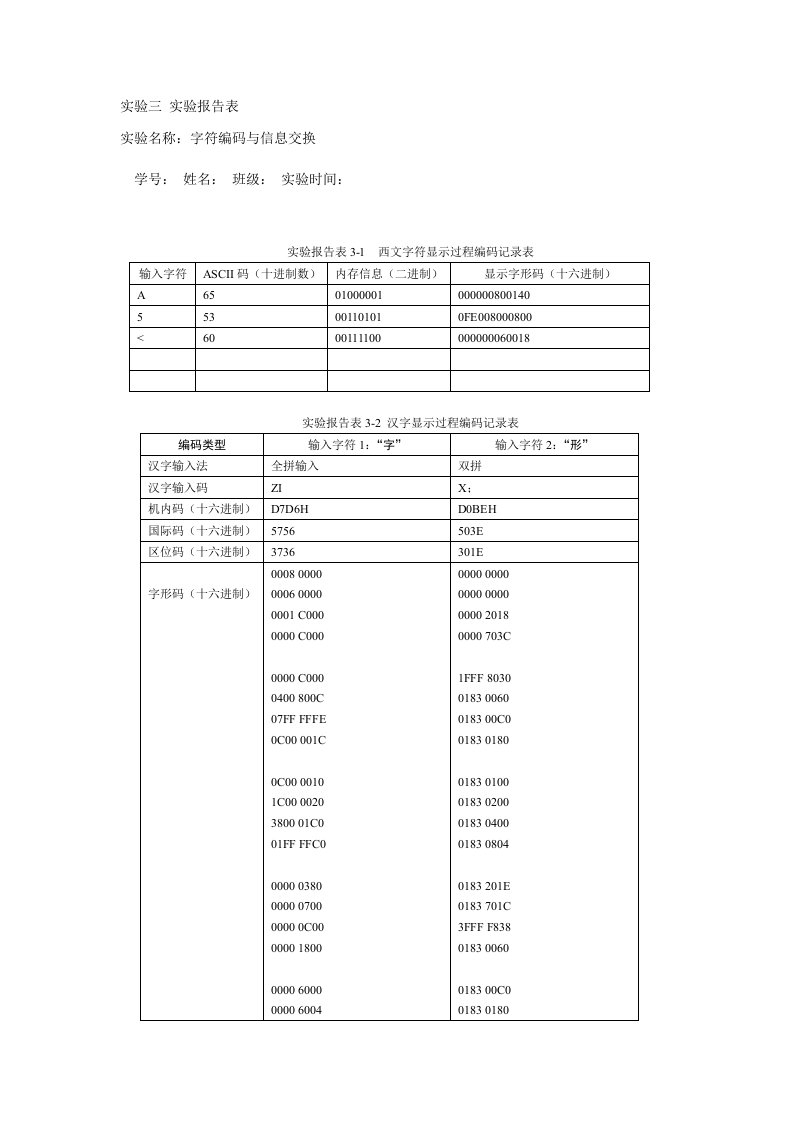 北京理工大学计算机实验三报告表