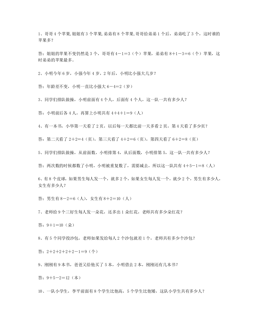 【小学精品】一年级数学思维训练50题附答案