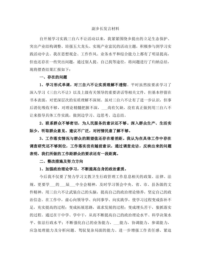 副乡长发言材料