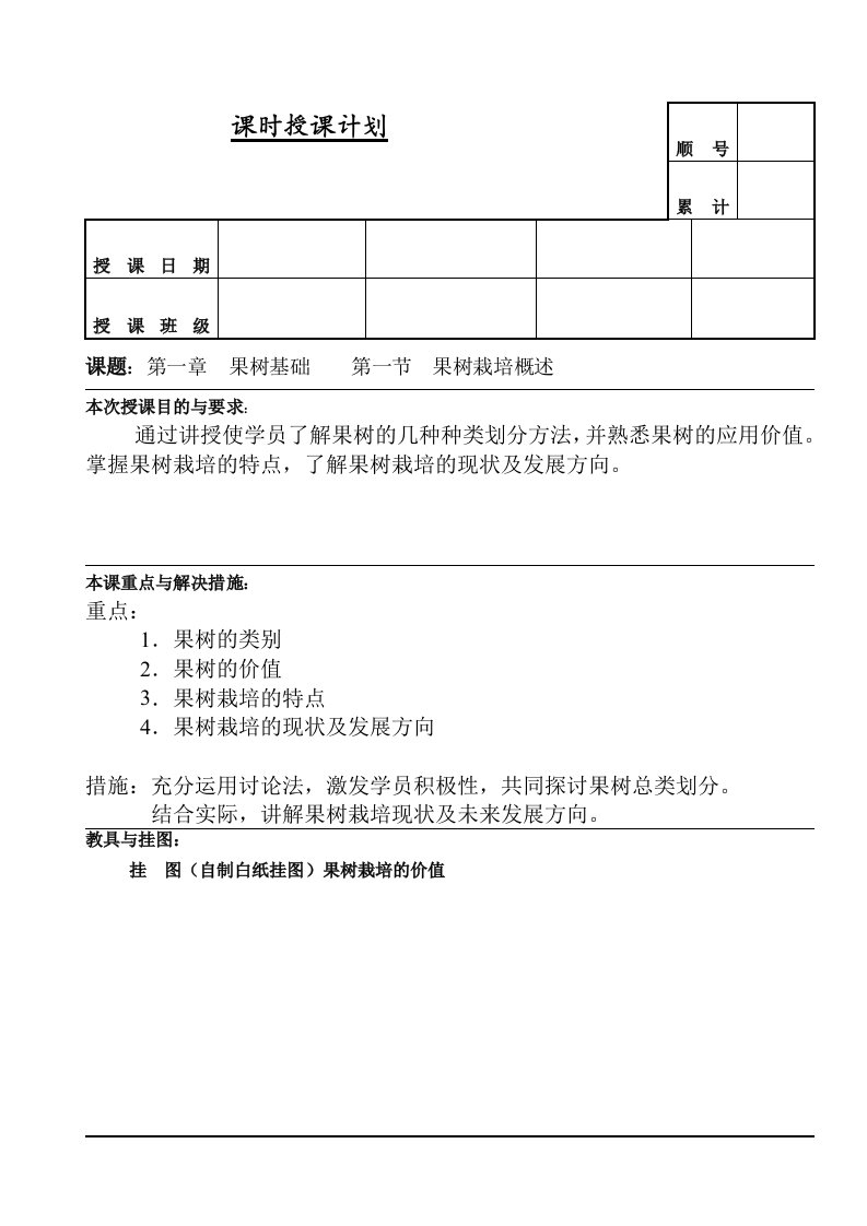 果树栽培技术教案