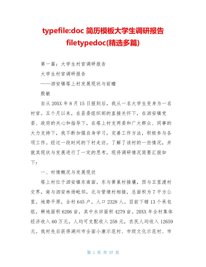 typefile-doc简历模板大学生调研报告filetypedoc(精选多篇)