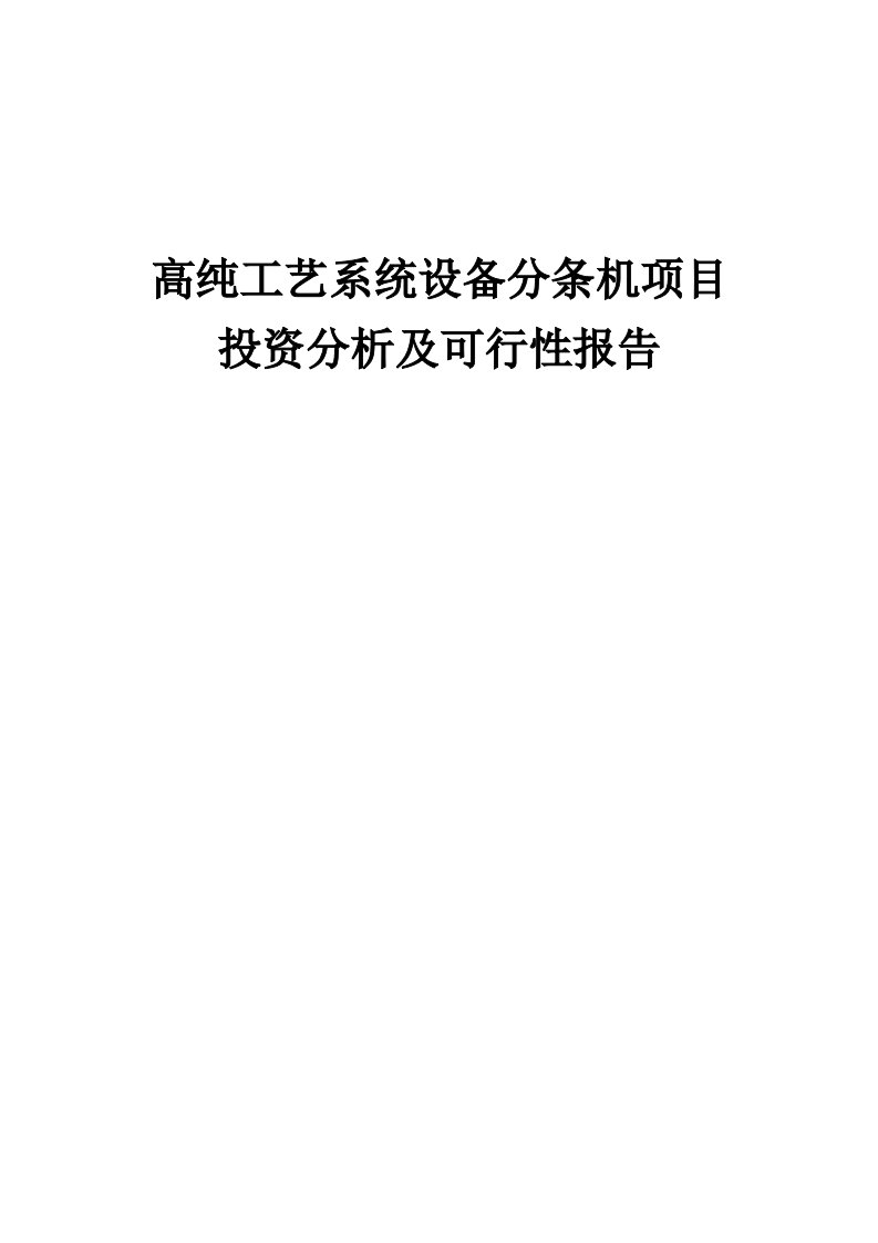 2024年高纯工艺系统设备分条机项目投资分析及可行性报告