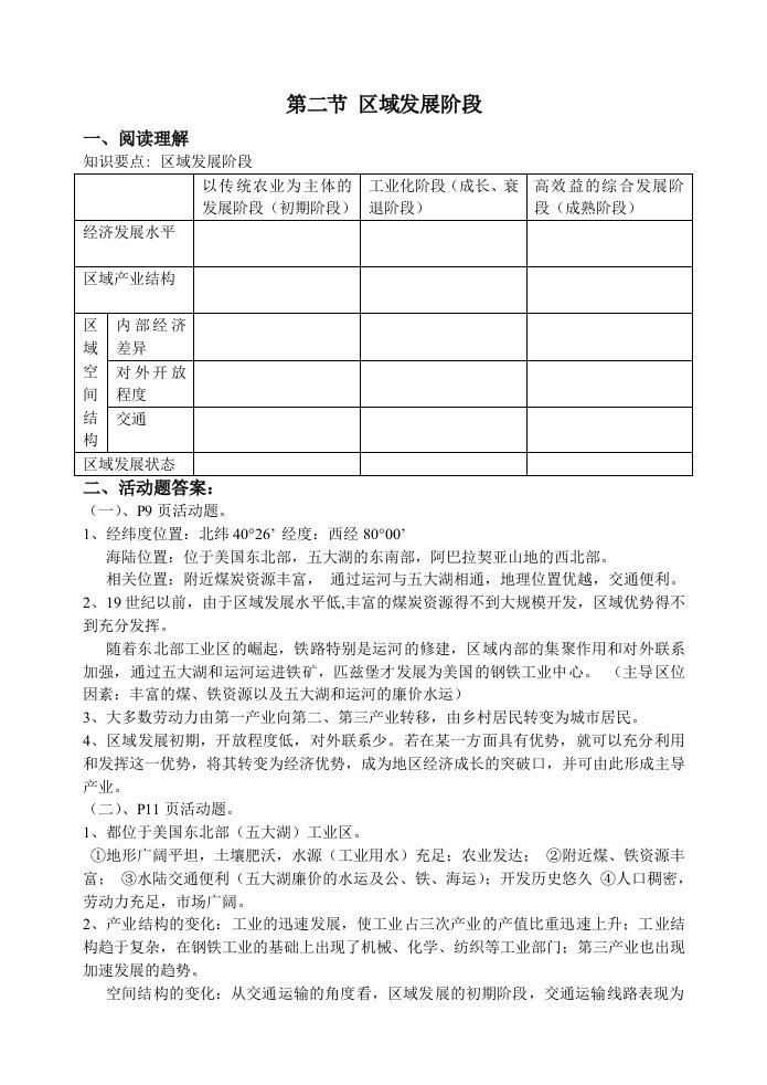 区域发展阶段学案文科