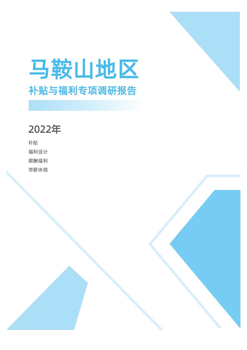 2022年度马鞍山地区补贴与福利专项调研报告-薪酬报告系列