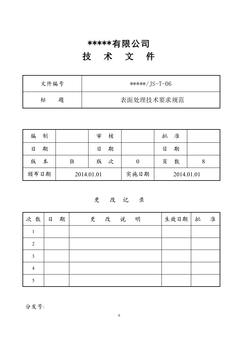 表面处理技术要求规范