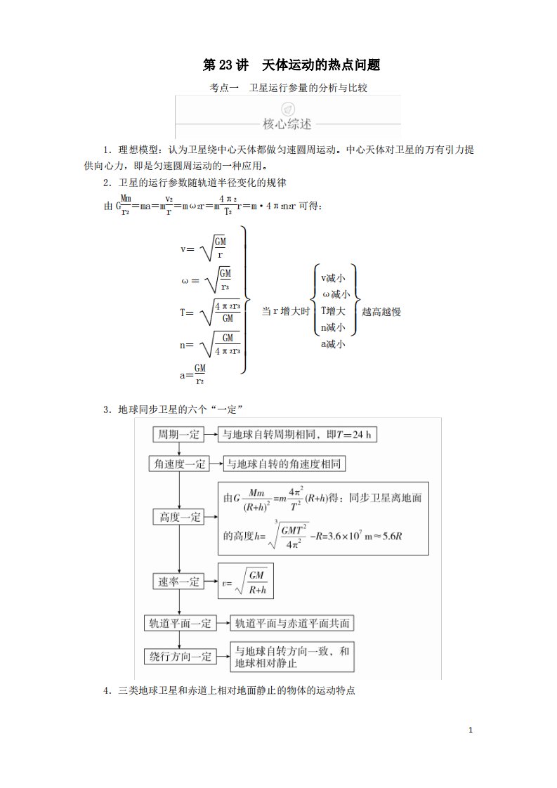 2020年高考物理一轮复习第5章天体运动第23讲天体运动的热点问题学案解析版