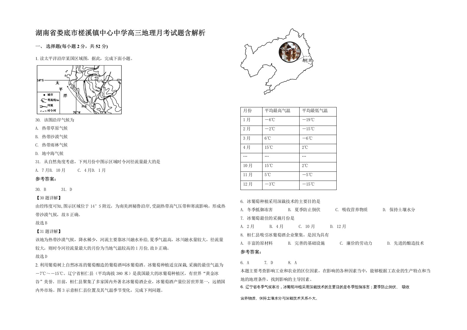 湖南省娄底市槎溪镇中心中学高三地理月考试题含解析