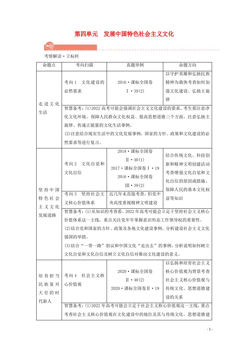 2022版高考政治一轮复习第四单元发展中国特色社会主义文化第8课走进文化生活学案新人教版必修3