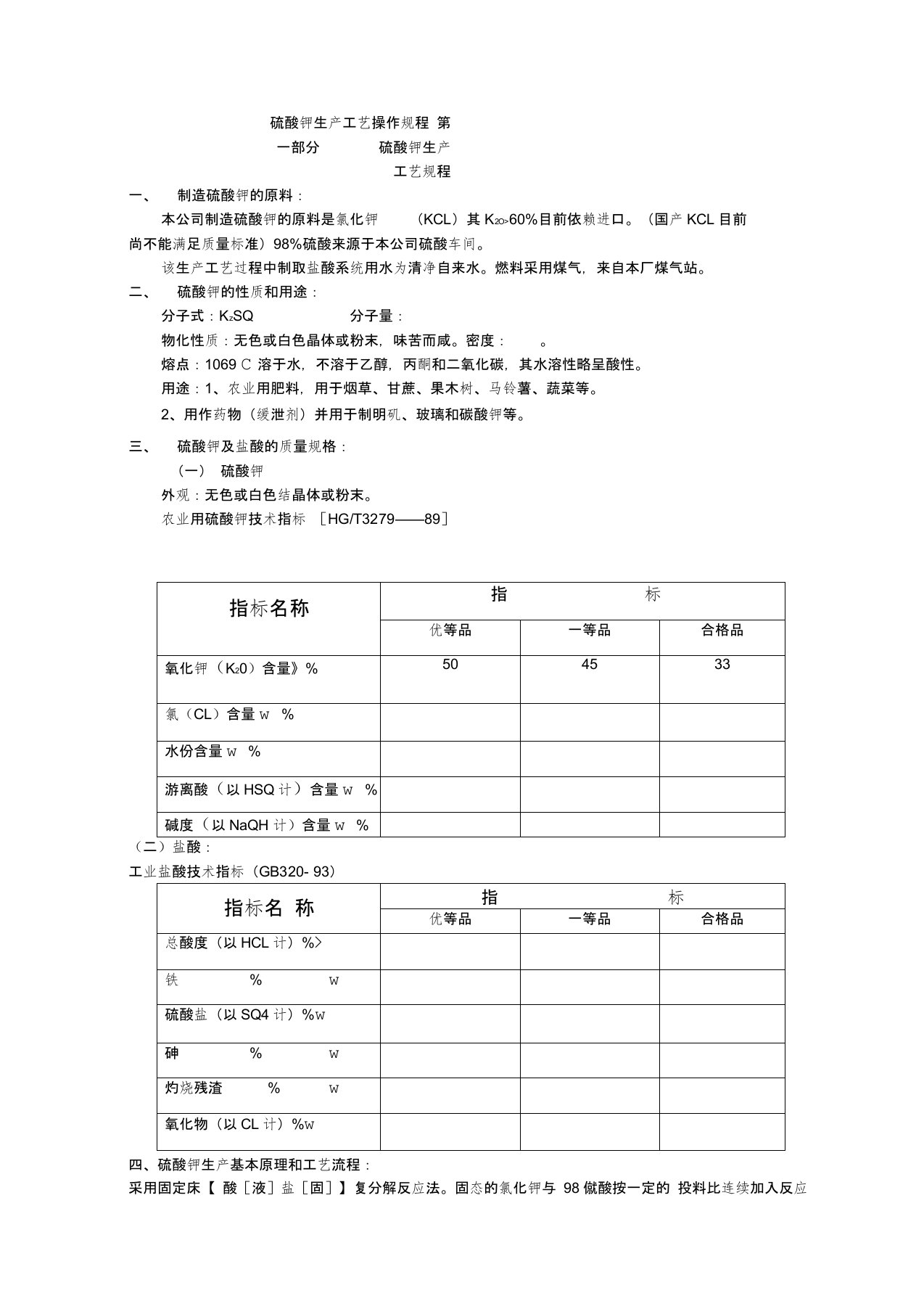 精品硫酸钾生产工艺操作规程