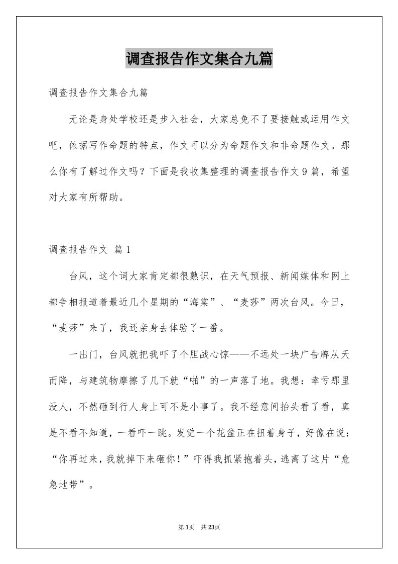 调查报告作文集合九篇精选