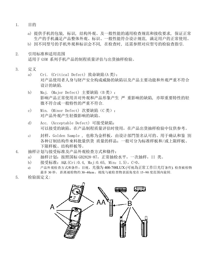 【管理精品】移动电话成品外观检验标准