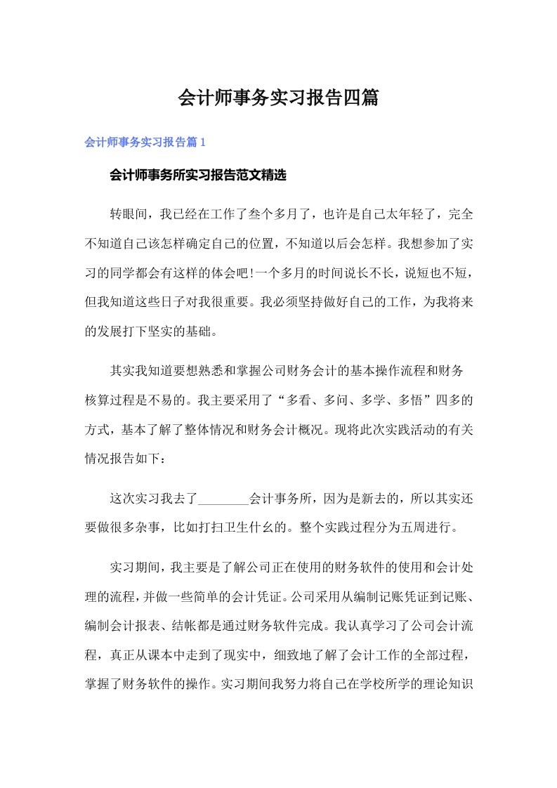 会计师事务实习报告四篇