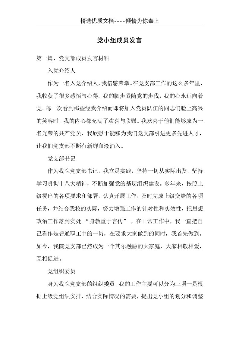 党小组成员发言(共22页)