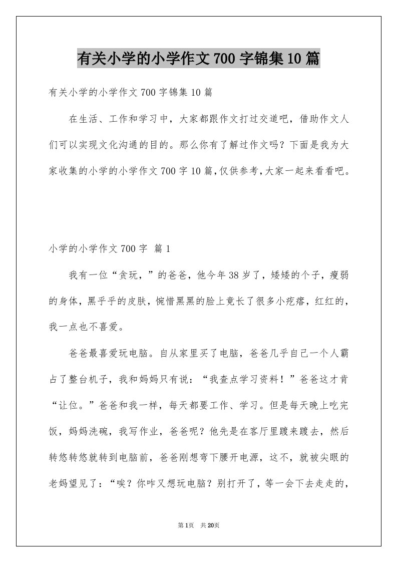 有关小学的小学作文700字锦集10篇