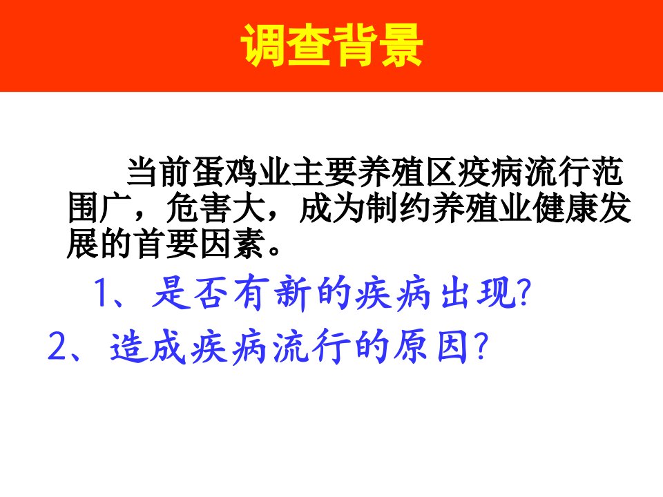 当前蛋鸡疾病流行情况调查与控制思路课件