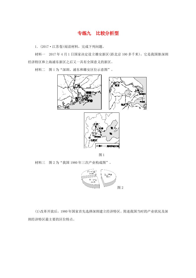 高考地理二轮复习专练九比较分析型新人教版