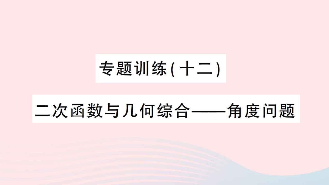 2023九年级数学下册第二章二次函数专题训练十二二次函数与几何综合__角度问题作业课件新版北师大版