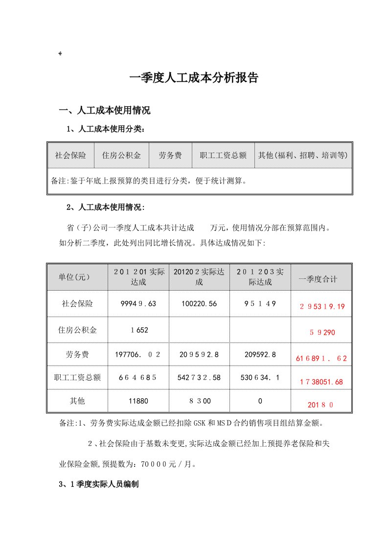 人工成本分析报告1