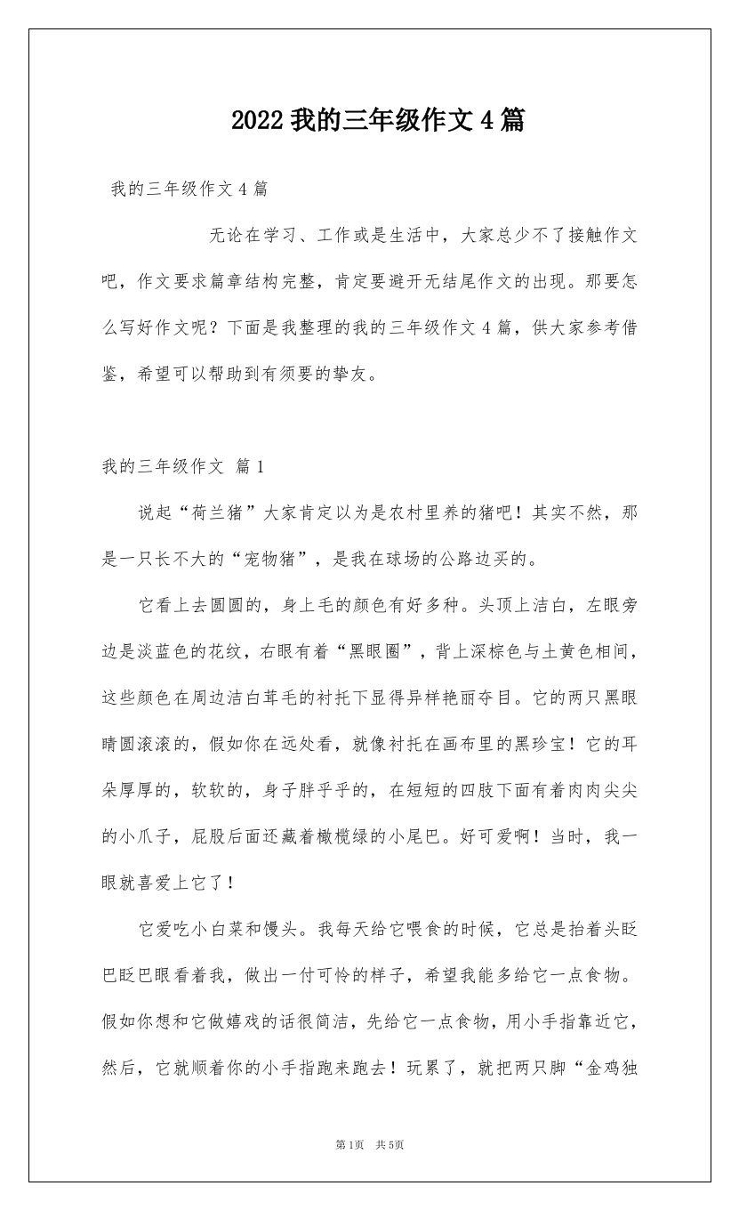 2022我的三年级作文4篇